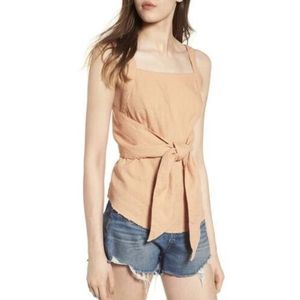 BP. Linen blend tie front camisole tank top XS